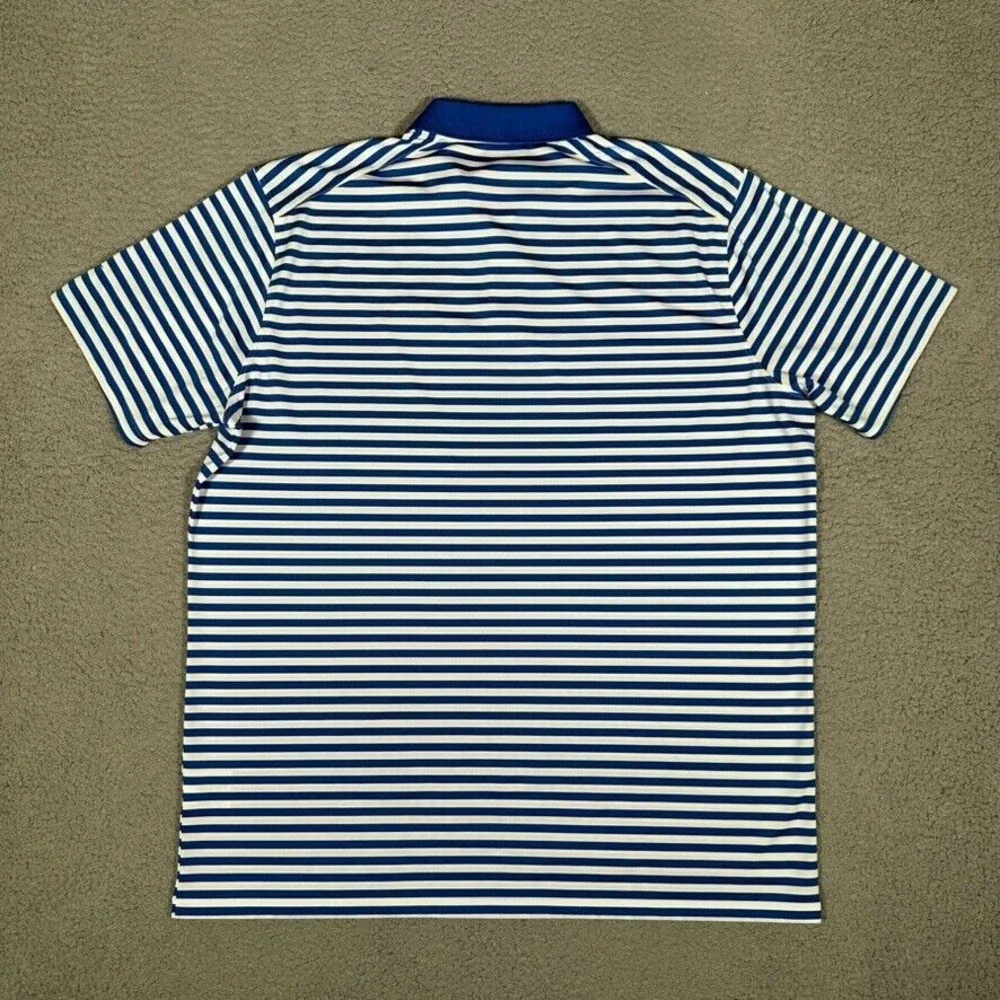 Nike Shirt‎ Mens XL Blue Striped Golf Polo Performance Stretch Dri-Fit Casual